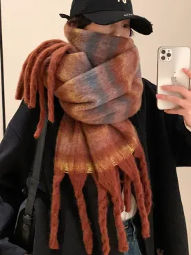 Wholesale Striped Brushed Colorful Warm Scarf for Winter