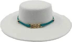 Women and Men Brim Fedora Hat Flat Brim Top Jazz Hat Solid Panama Cap Casual Party Church Hat