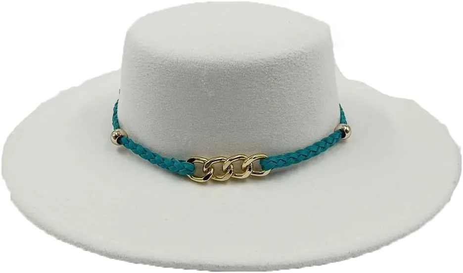 Women and Men Brim Fedora Hat Flat Brim Top Jazz Hat Solid Panama Cap Casual Party Church Hat
