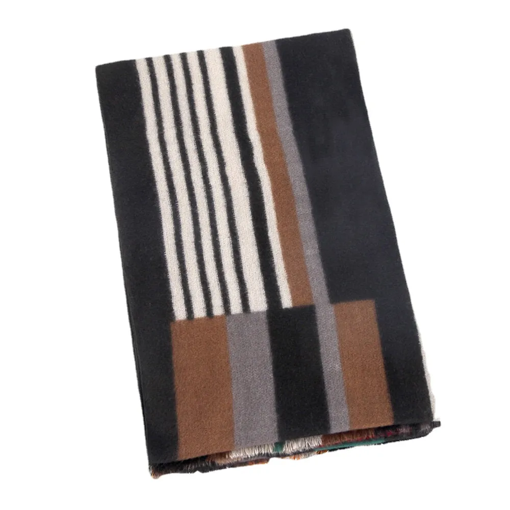 Women Colorful Striped Warmth Neck Protection Shawl Dual-use Cool-Protection Windproof Long Tassel Scarf