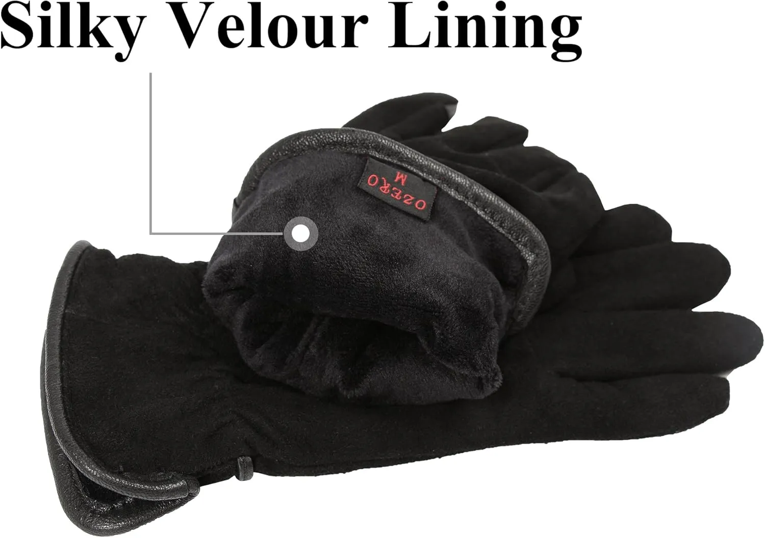 Womens Leather Winter Gloves - Touchscreen Deerskin Suede Thermal Cashmere Adjustable Wrist - Warm Gifts in Cold Weather