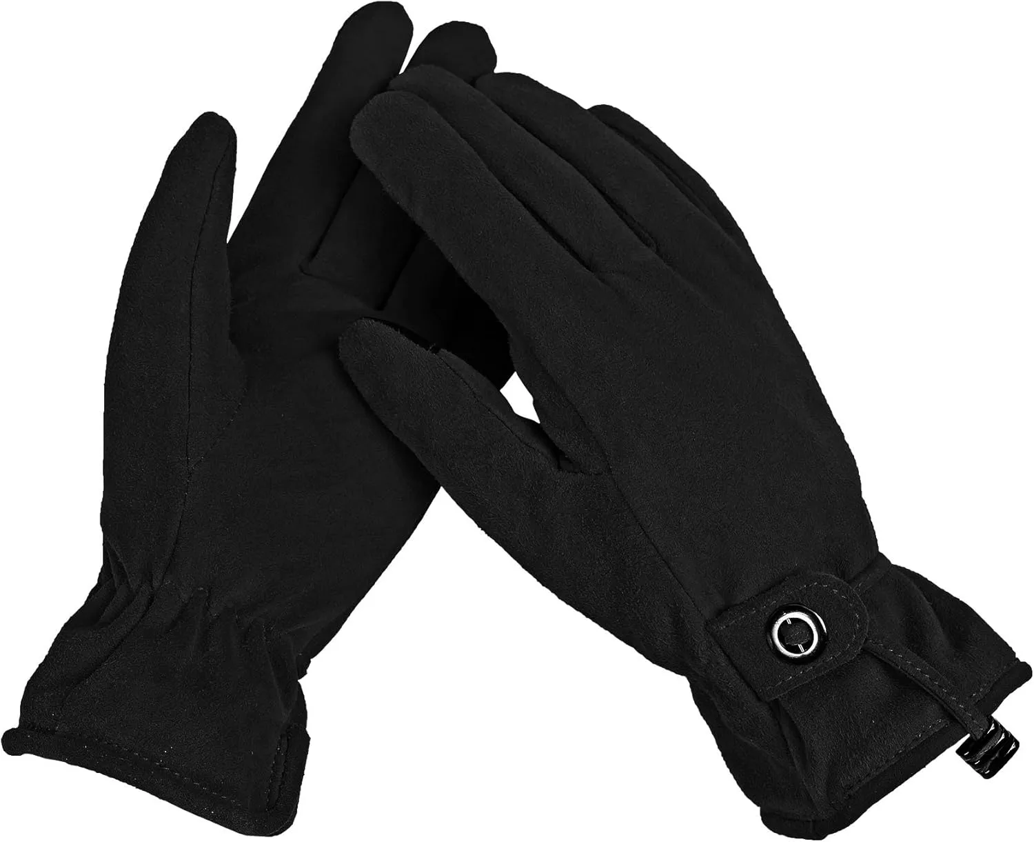 Womens Leather Winter Gloves - Touchscreen Deerskin Suede Thermal Cashmere Adjustable Wrist - Warm Gifts in Cold Weather