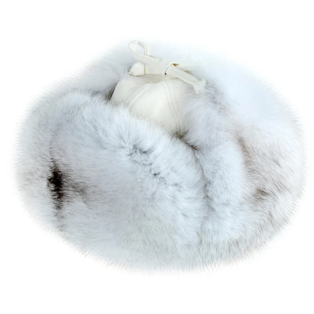 Women's Scandinavian Blue Fox Aviator With White Deer