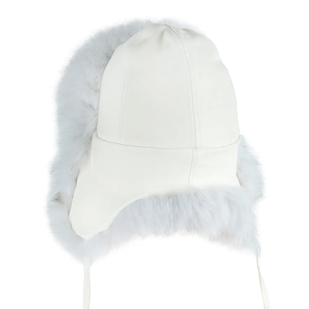 Women's Scandinavian Blue Fox Aviator With White Deer