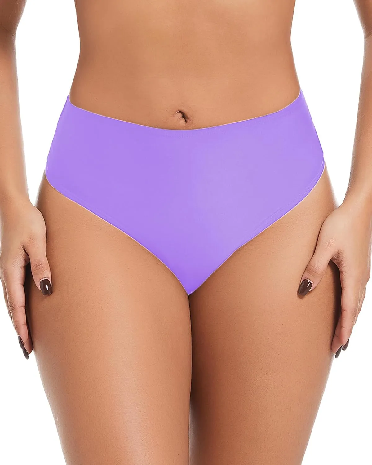 Women's Sexy High Waisted Ruched Back Cheeky Thong Bikini Swimsuit Bathing Suit Bottoms